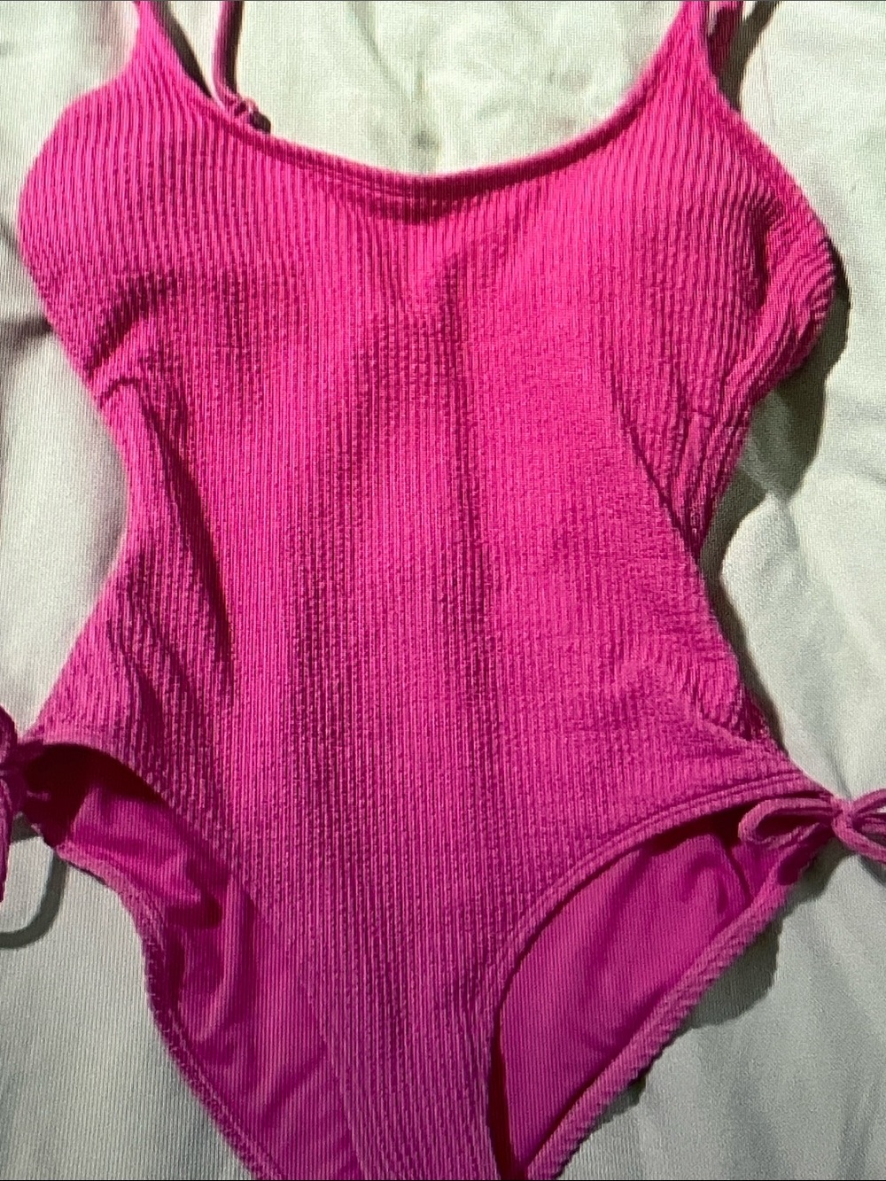 Hurley Hot Pink Ribbed One-Piece Swimsuit